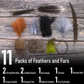 Aokesy Kit de Herramientas para Atar Moscas, Kits de Señuelos para Pesca, Accesorios de Pesca con Tornillo de Banco para Atar Moscas, Enhebrador de Aguja, Látigo, Tijeras de Acabado y Pluma