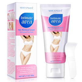 Intimate Painless Depilatory Gel for Women - Bikini Hair Removal for Sensitive Skin, Underarms, and Private Parts, Suitable for All Skin Types