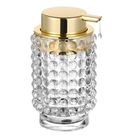 LEICURACE Glass Liquid Soap Dispenser, Refillable Liquid Dispenser with Gold Pump, Hand Soap Dispenser for Bathroom Kitchen, Modern Home Bathroom Decor （Liquid Type/Clear）