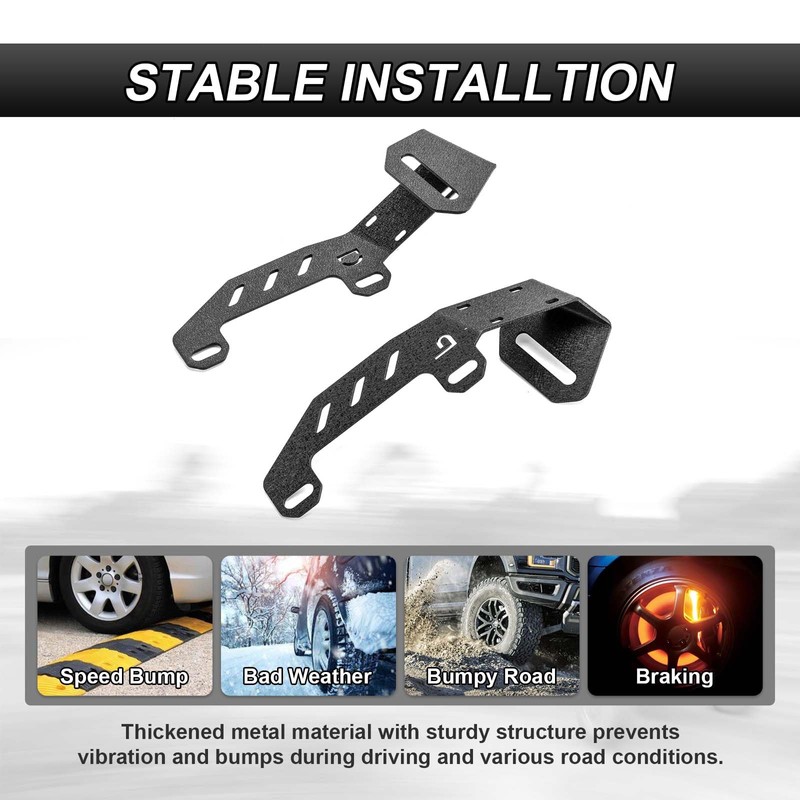 ROMELACK Hood Mount Brackets Ditch Light Pods Bracket Heavy Duty