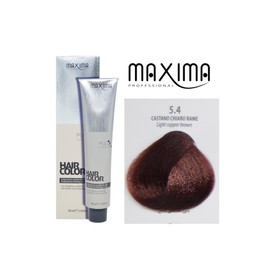 Maxima Professional Hair Color Cream 100ml – Intense Long-Lasting Color, 100% Grey Coverage, Enriched Formula – Salon Results at Home (5.4 Light Copper Brown)