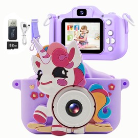 Kids Camera,Digital Camera Toys Kids Children,Toddler Camera with Dual Cameras 1080P HD Video,Christmas Unicorn Gifts for Girls Boys Age 3-12,32GB SD Card and USB card reader Included(Unicornr-Purple)
