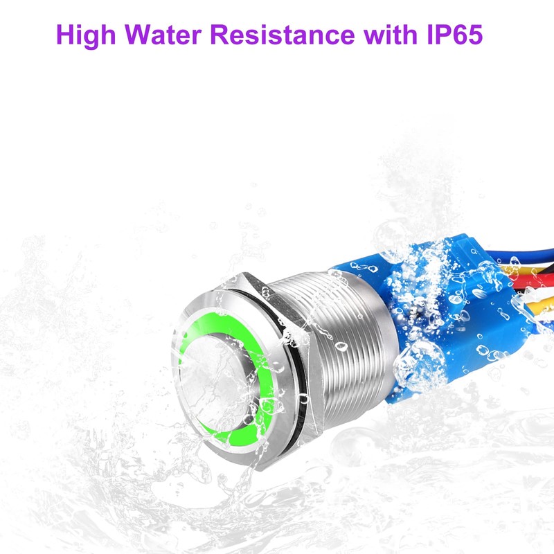 DMiotech 2 Pack 7/8 Inch Stainless Steel Latching Push Button