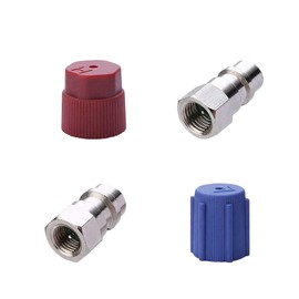 Zpana R12 to R134A Car AC Retrofit Fitting Adapter Kit, R12 R22 to R134A High/Low Air Conditioner Fitting Port, 1/4" to 7/16"-20 UNF Automotive AC Conversion, Universal for Vehicles