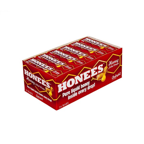 Honees Honey Filled Drops, 1.60 Oz  Bars (Pack of 24) - Bundle - Cough Relief