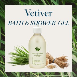 Provence Sante Cleansing Bath & Shower Gel - Moisturizing Almond Oil Body Wash for Dry Skin - Nourishing Aromatic Vetiver Scent - Made in France - 10.2 Oz