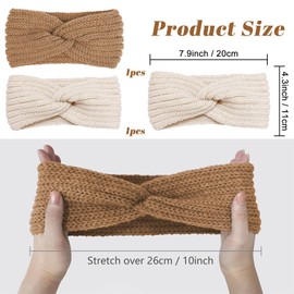 Moguri Women's Winter Knitted Headband, Headbands, Children, Girls, Headbands, Knitted Hair Band, Ear Warmers, Elastic, Autumn and Winter Versatile Headband, Women, Pack of 2