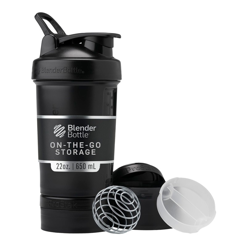BlenderBottle Shaker Bottle with Pill Organizer and Storage for Protein