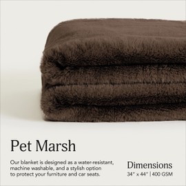 UnHide Lil’ Pet Marsh - Faux Fur Pet Blanket - Extra Soft, Lightweight, Durable Pet Blanket - Machine Washable - for Bed Cover, Couch Protection, and Crate Comfort - Chocolate Hair, 34” x 44”