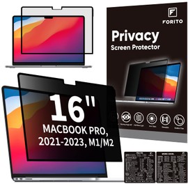 F FORITO Laptop Privacy Removable Screen Protector Compatible with MacBook Pro 16 Inch (2021-2023, M3/M1/M2/Pro/Max), Eye Protection Anti Blue Light Crystal Clear Privacy Screen Filter
