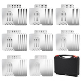 Shimeyao 40 Pcs Size A 2" X 2" Stainless Steel Slotted Shims Kit Composite Precision Metal Shims Stock for Leveling Assortment with Storage Box 8 or 13 Thicknesses for Machinist Motor Shop Wood Door