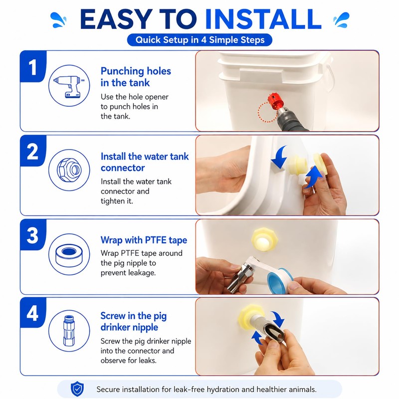 5pcs Pig Nipple Waterer for Barrel Kit – Automatic Stainless