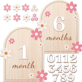Baby Monthly-Milestone Cards Announcement Pregnancy Cards Reversible Newborn Photograph Props Shower Neutral Gift Wooden Milestone Sign for Boy Girl