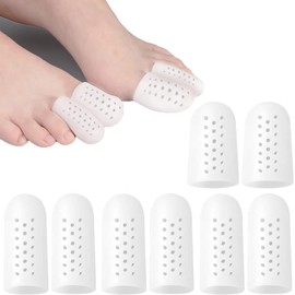 足指 足爪キャップ 8個入り 足指保護キャップ シリカゲル製 足指サック つま先プロテクター 足先のつめ保護キャップ スポーツ 巻き爪 爪損失 摩擦緩和 足用 (ホワイト B)