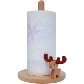 Umora Paper Holder Cute Wooden Paper Stand Roll Vertical Kitchen Storage Accessories (Deer)