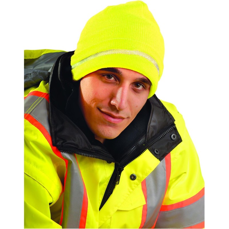 OccuNomix Mens Reflective Beanie Skull-caps, Yellow, Knitted Cap US