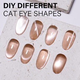 AILLSA Glass Cat Eye Gel Nail Polish, 15ml Brown Glitter Jelly Sheer Gel Polish, Translucent Magnetic Shimmer Sparkle Nail Art U V Salon 0.5 OZ GF33