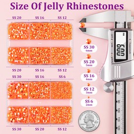Resin Jelly Rhinestones for Crafting with B7000 Jewelry Glue, 2 Boxes Orange AB Flatback Crystals with 2Pcs 10ml Glue, Bedazzling Non Hotfix Gems for DIY Tumblers Clothing Shoes Manicure