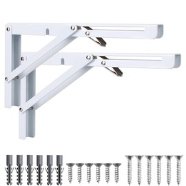 Tutee Folding Console Heavy Duty Folding Table Wall Table Kitchen Wall Mounting Folding Angle 90 Degree White Folding Hinge with Lock 200 x 100 mm