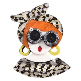 CALLARON Acrylic Brooch Girls Shape Fashion Lapel Pins For Women Chest Pin Cardigan Hat Scarf Clothing Pin Jewellery For Mother Mother's Day Gift, Acrylic, No gemstone