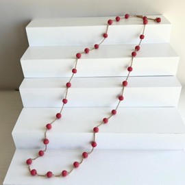 Humble Hilo Sari Jewelry Women's Textile Bead Necklace, Adjustable, Cotton, Wood, No Gemstone