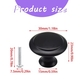 Yosawo Pack of 12 Furniture Knobs, Round Cabinet Knobs, Drawer Handles, Door Handles with Screws (Black/30 mm)