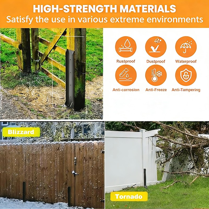 4PCS Fence Post Repair Kit, Heavy Duty Fence Post Anchor