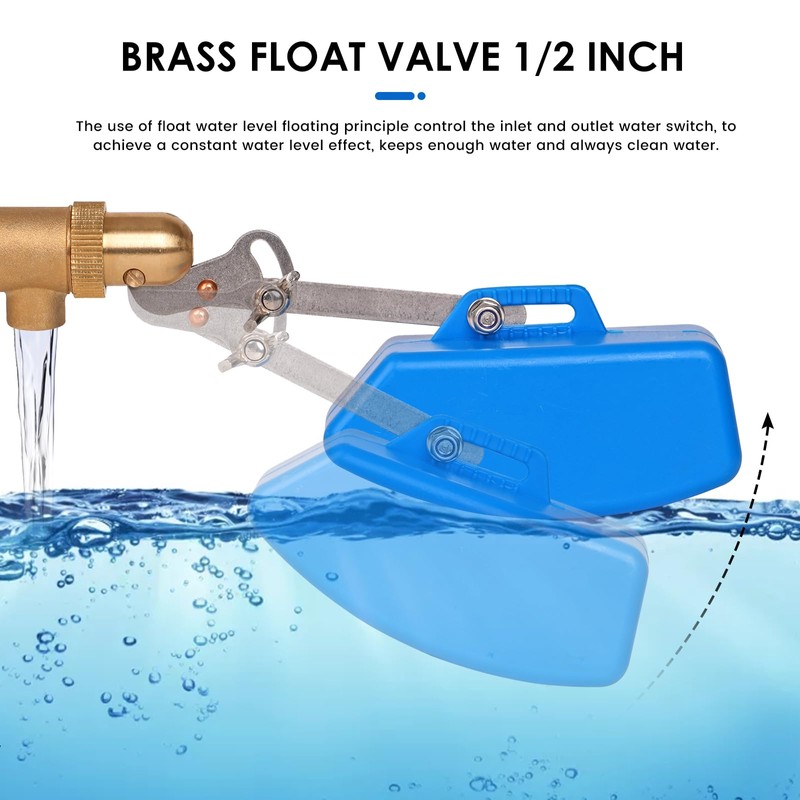 KHEARPSL 1/2 inch Brass Float Valve, Water Float Ball Valve