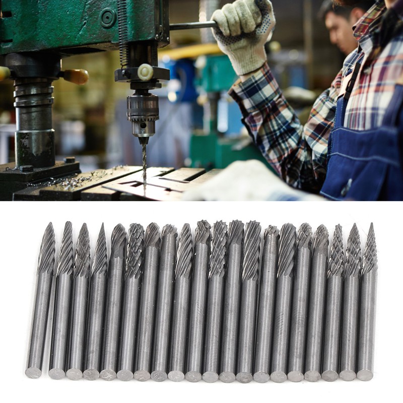20Pcs Tungsten Carbide Burr Set Cutter Bit Cone End Mill