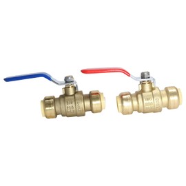 2 Pcs XFITTING Push Fit 3/4 Inch x 3/4 Inch Push Fit Ball Valve Red and Blue, Hot and Cold,