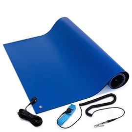 Bertech ESD Soldering Mat Kit, 18 Inches Wide x 30 Inches Long x 0.06 Inches Thick, Blue, Includes a Wrist Strap and Grounding Cord, RoHS and REACH Compliant (Assembled in USA)
