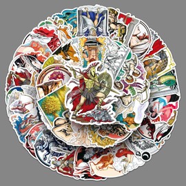 Greek Mythology Stickers 51 Pcs Vinyl Vintage Cartoon Greece Mythical Character Sticker for Water Bottle Laptop Skateboard Luggage Computer Motorcycle Car Bumper,Waterproof Sticker for Adults Teens