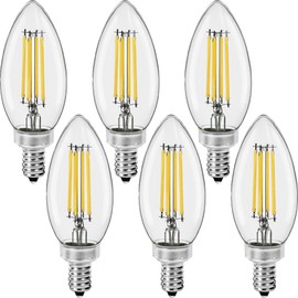Great Eagle Lighting Corporation Candelabra B11 LED 4000K Cool White Light Bulbs 60W 500 Lumens, Dimmable, Filament E12 Candle, UL Listed (6 Pack)