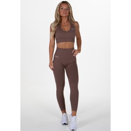 Divina Nani Seamless Sports Bra Medium Support Sports Bra Perfect for Yoga, Cardio and Gym Training, brown, L
