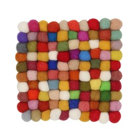 Grült Home Trivet - Felt Trivet for Cups, Pots, Pans and Cups, Hand-Felted in Nepal (Multicoloured, Square 10 cm)