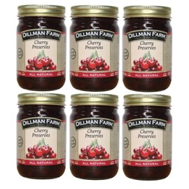Dillman Farm All Natural Cherry Preserves - Gluten-Free, Non-GMO, Vegan, Kosher, Preservative Free, Corn Syrup Free - Made in USA, 16oz (Pack of 6)