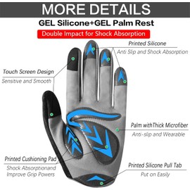 Cycling Gloves Kids Gel Padded Touchscreen Anti Slip Breathable,Toddler Moutain Bike Gloves Boys Girls Extra Protective for Bicycle Climbing Outdoor Sport Biking Age 2-10 (L, Blue)…