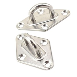Sopepoyie 304 Stainless Steel Ceiling Hooks,M6 (Rhombus) Heavy Duty Pad Eye Plate Staple Ring Hook Loop U-Shaped Sail Shade Hardware