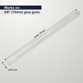 ASA 5/8" X 10" Long. Clear Hot Melt Glue Sticks. All Purpose. High Temp. Good for Toy, Ornament, Plastic, Wood, Fabric, Ceramic, Craft, Carton, and Fabric, 113 Sticks