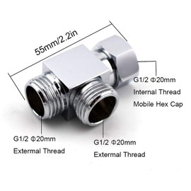 G1/2" Diverter Valve, Traditional Metal Shower Arm Brass Diverter T-Adapter Valve 3-Way Tee Connector for Handheld Bidet and Sprayer (Style B)