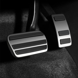 Replacement for Ford Mustang Mach‑E 2021 Up Foot Pedals Pads, Qiilu Auto No Drilling Accelerator Brake Pedal Set Nonslip Foot Pedals Stainless Steel