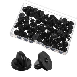 Mabor 100Pcs PVC Rubber Pin Backs, Pin Safety Backs for Brooch Tie Hat Badge Insignia, Black Pins Keepers, Lapel Pins Back for Replacement Uniform Badges Backing Holder Clasp