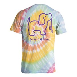 Puppie Love Tie Dye Pup 2 Pastels Help Rescue Dogs T-Shirt-XXL