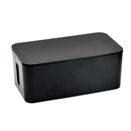 Caja de gestión de cables, caja organizadora de cables para el hogar y la oficina para cubrir y ocultar las tiras de alimentación y cables, protector de sobretensiones (grande, negro)