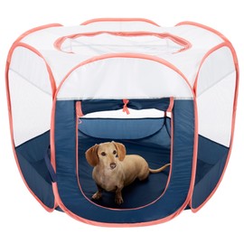 Furhaven Pop Up Playpen Pet Tent Playground - Navy, Medium