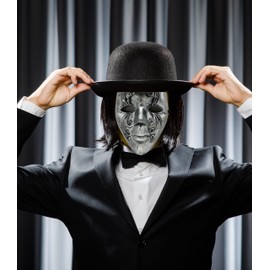 JINYEAH Full Face Masquerade Mask Venetian Mask Sliver Masquerade Mask Vintage Style Full Face Mask Ancient Greek Roman Venice Mask for Men