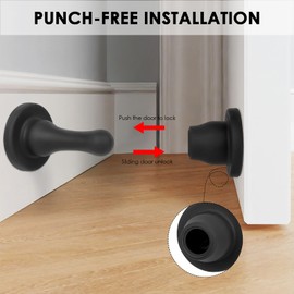 Adorila Türstopper aus Silikon, doppelseitig, selbstklebend, für Wandmontage, wiederverwendbarer Türhalter für die Unterseite der Tür, Schwarz, 2 Stück