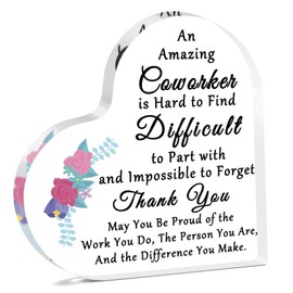 Gift for Colleague Office Desk Decor Appreciation Acrylic Plaque for Colleague Friend Work Bestie Leaving Going Away Goodbye New Job Gifts Inspirational Retirement Thank You Acrylic Heart Keepsake