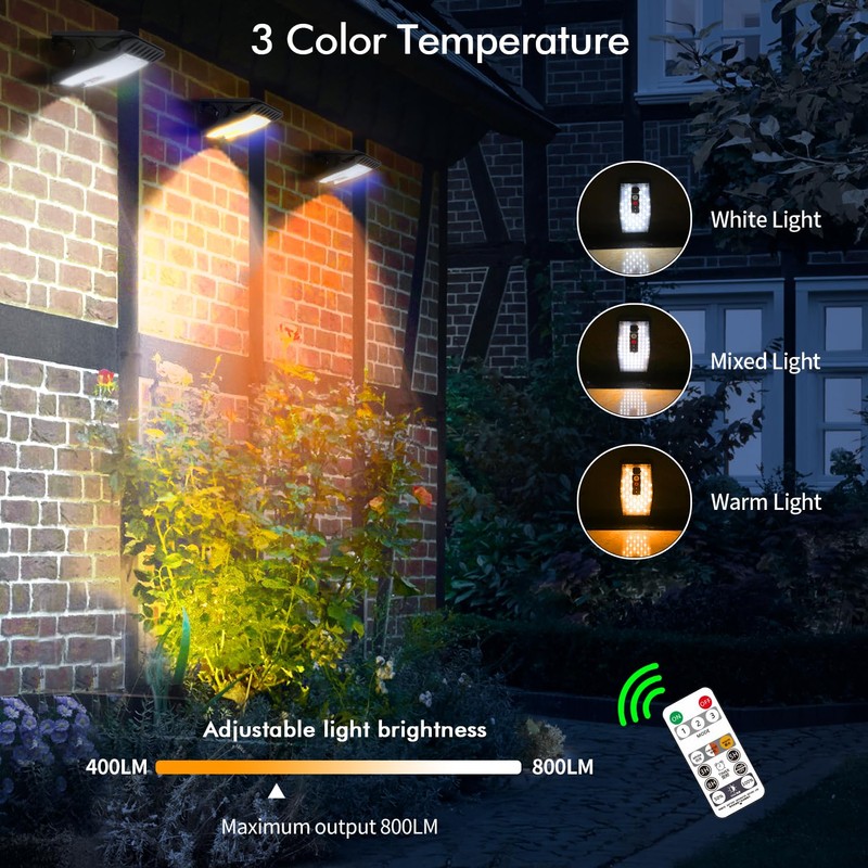 Clip On Solar Motion Lights Outdoor Waterproof, 800LM, 70 LED,