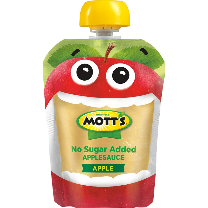 Mott's No Sugar Added Applesauce, 3.2 oz clear pouches (Pack